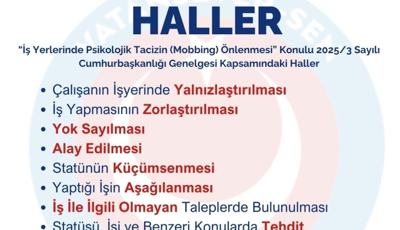 İş Yerlerinde Psikolojik Tacizin (Mobbing) Önlenmesine İlişkin Cumhurbaşkanlığı Genelgesi Yayımlandı.